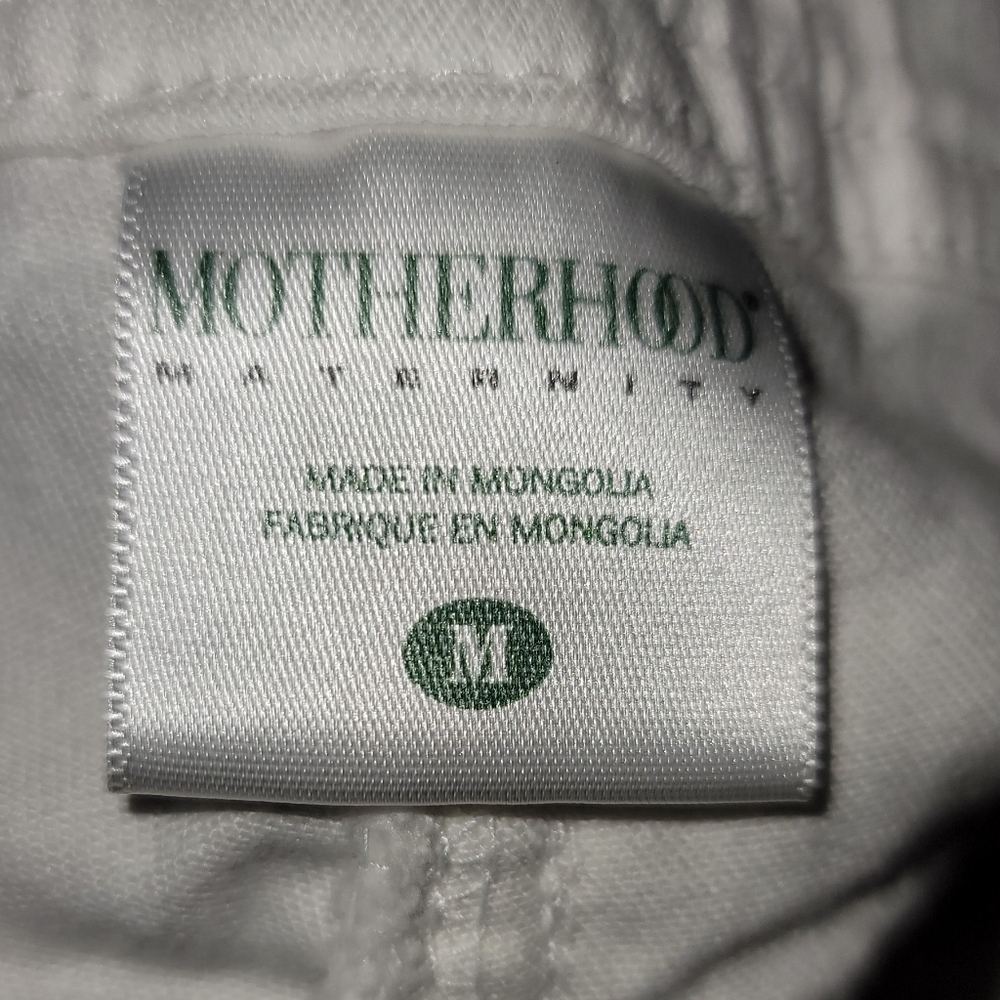 Motherhood white Maternity stretch shorts medium M 5 pocket Denim style design - Picture 2 of 4